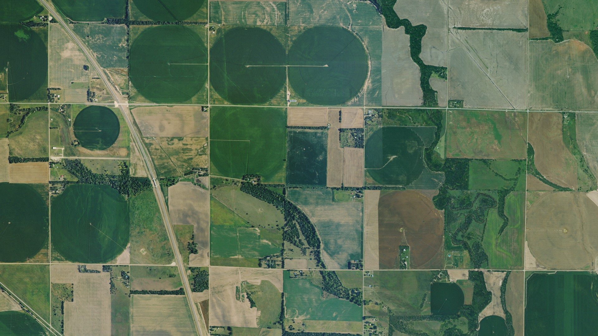 Aerial view of land around Grant, Kansas