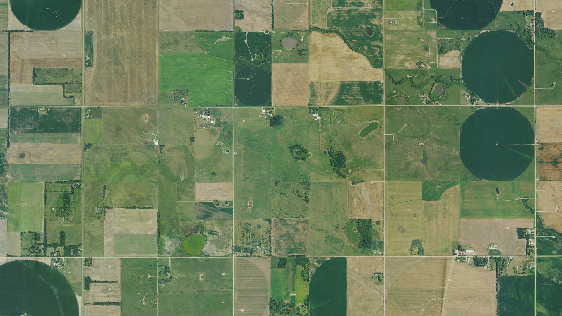 Aerial view of land around Valley, Kansas