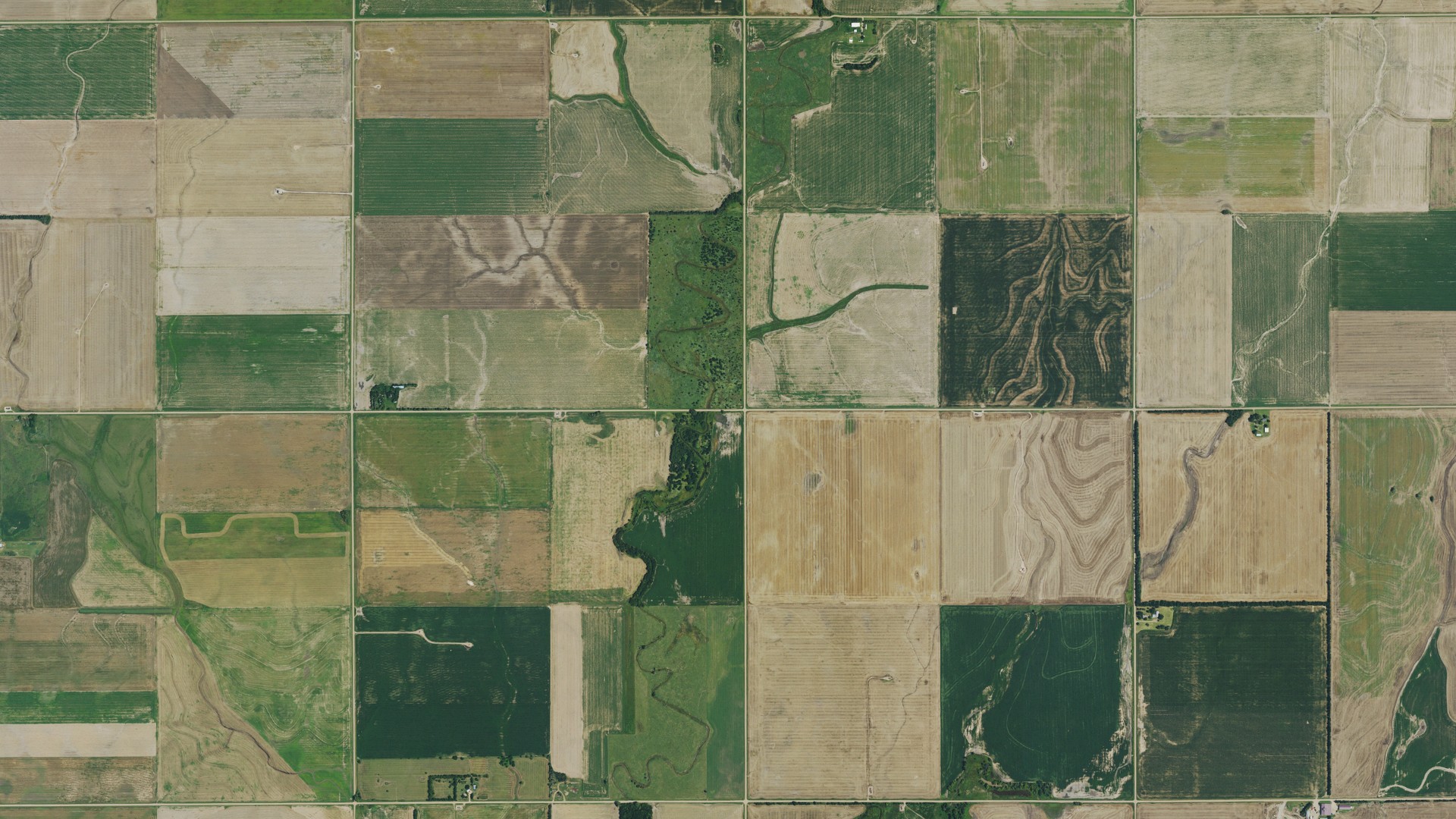 Aerial view of land around Eureka, Kansas