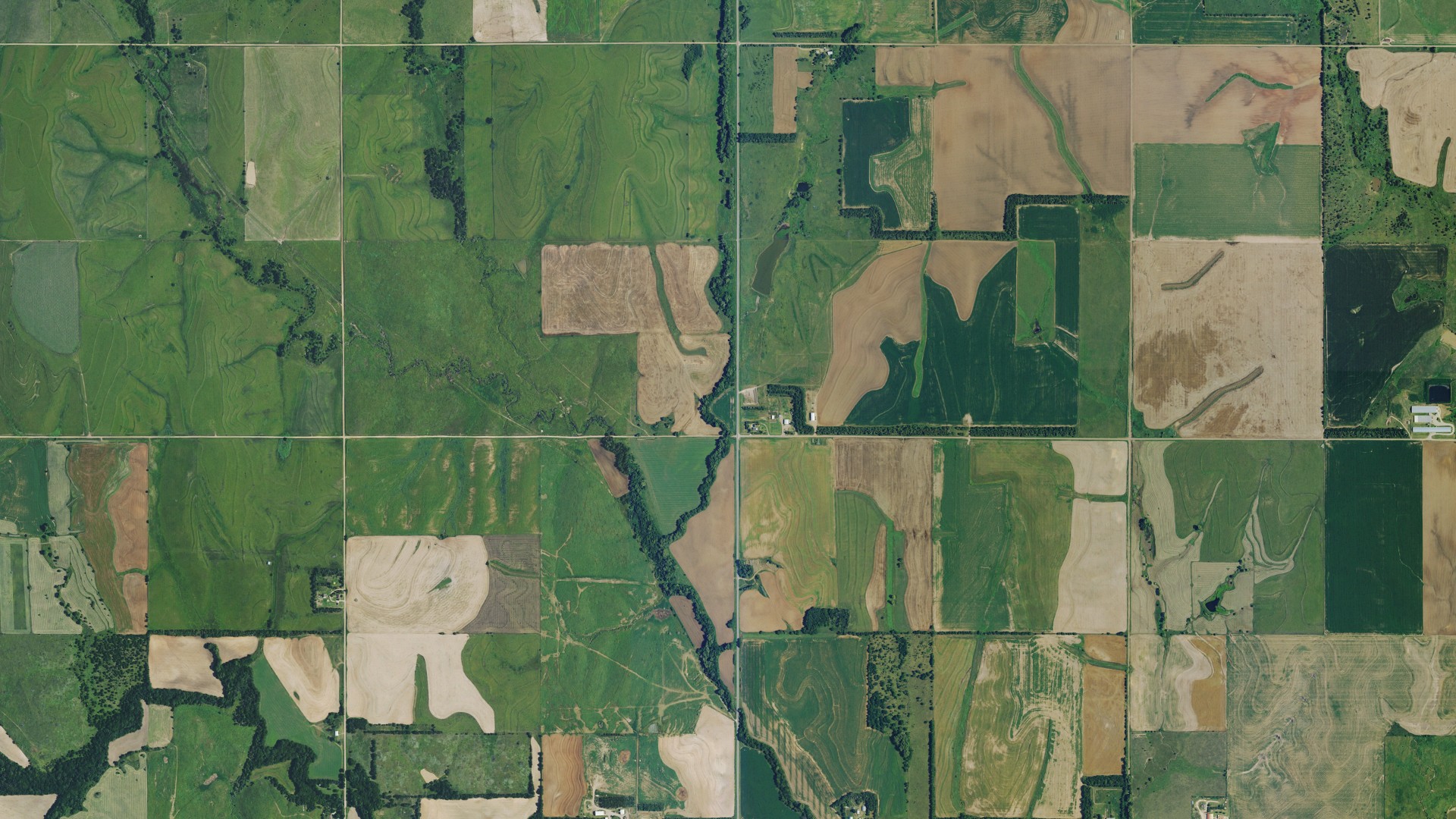 Aerial view of land around Galt, Kansas