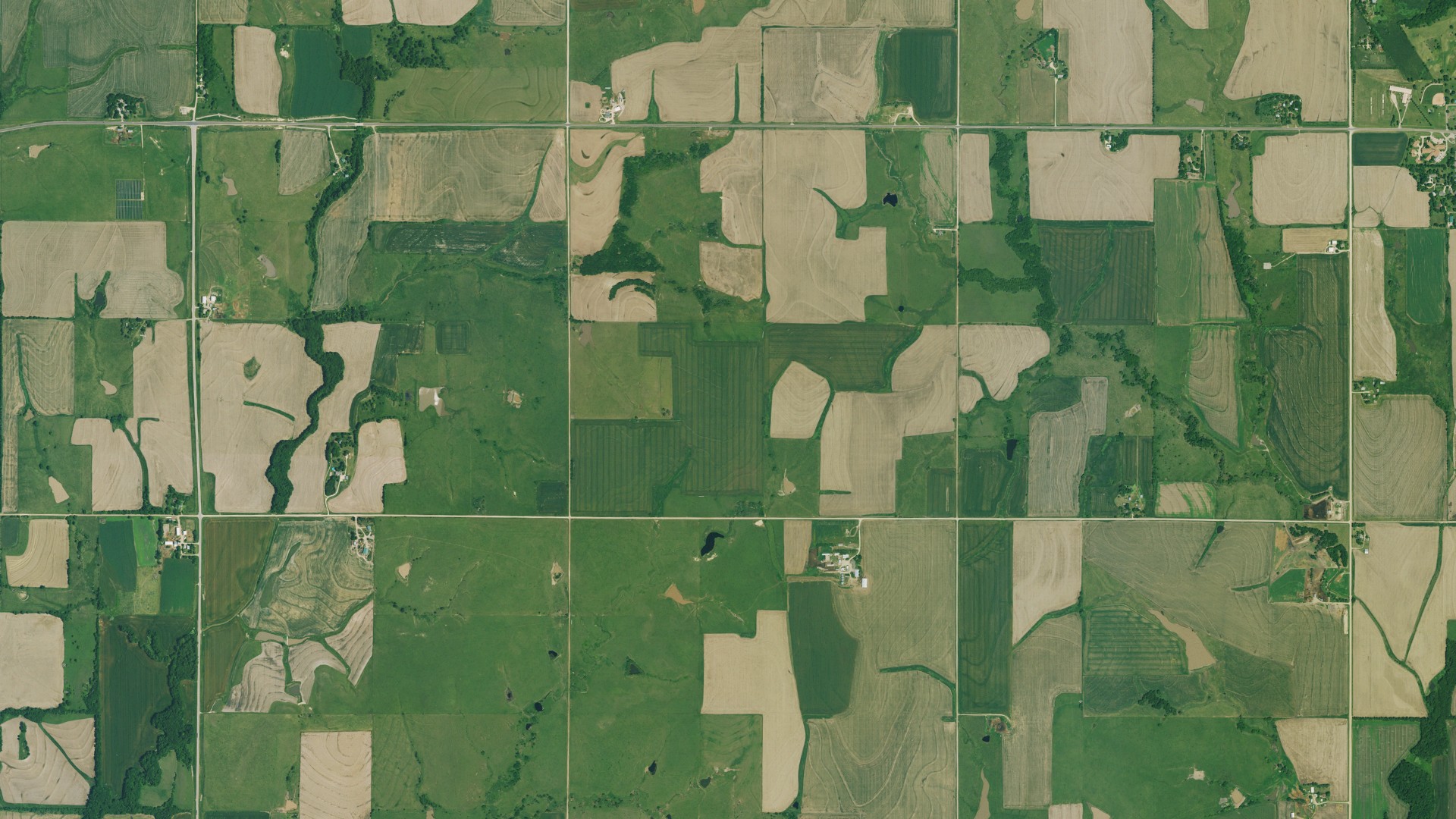Aerial view of land around Bala, Kansas