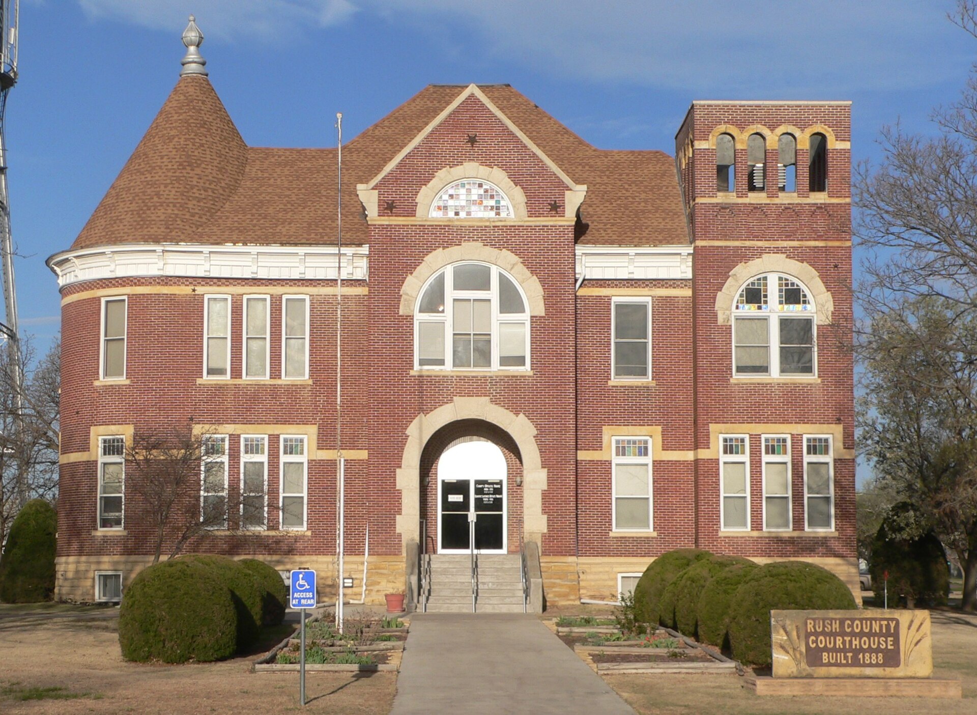 Rush County courthouse in La Crosse, Kansas; seen from the east.