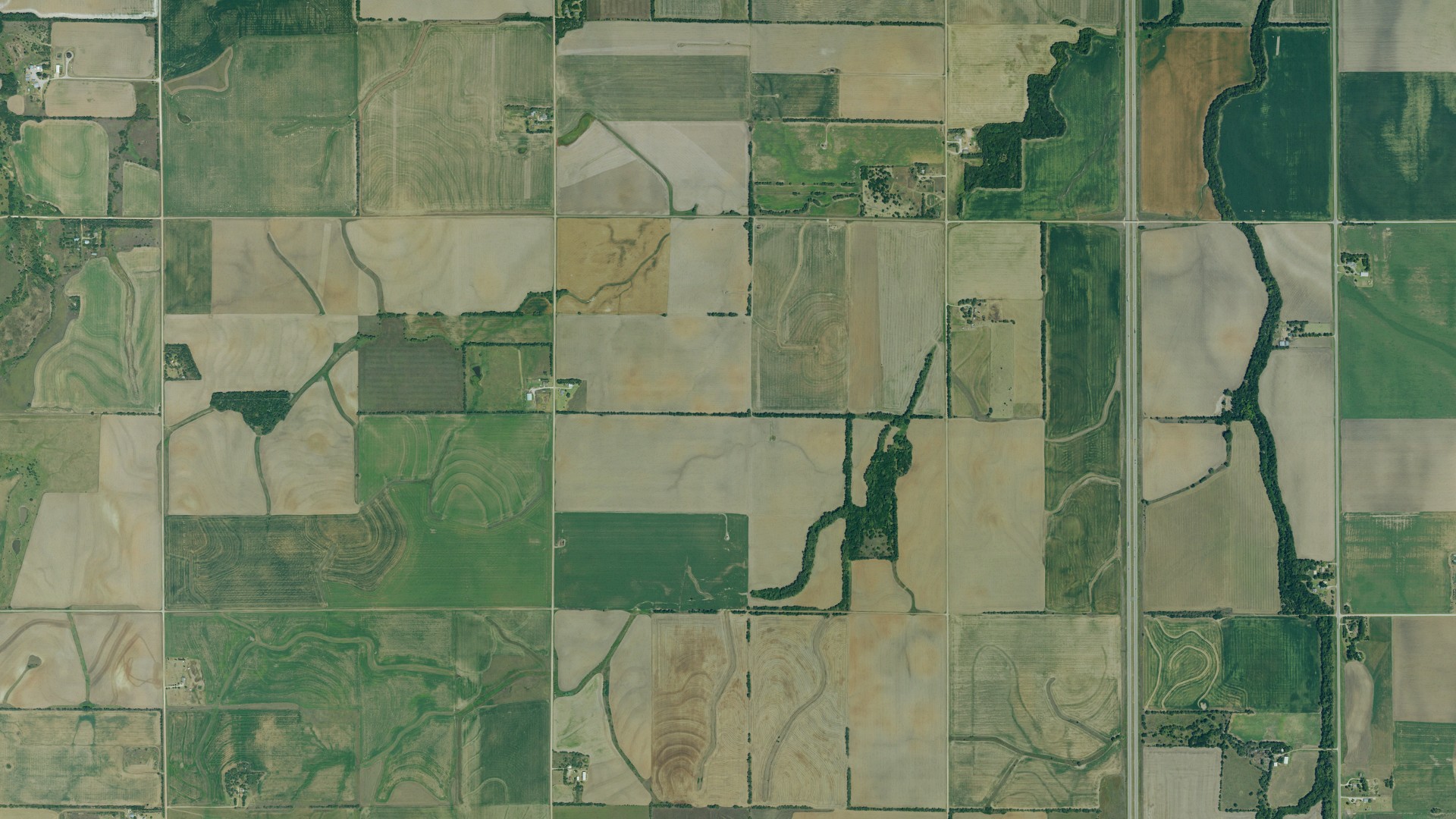 Aerial view of land around Smoky View, Kansas