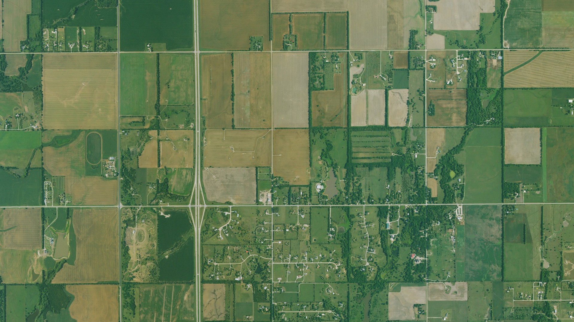Aerial view of land around Grant, Kansas