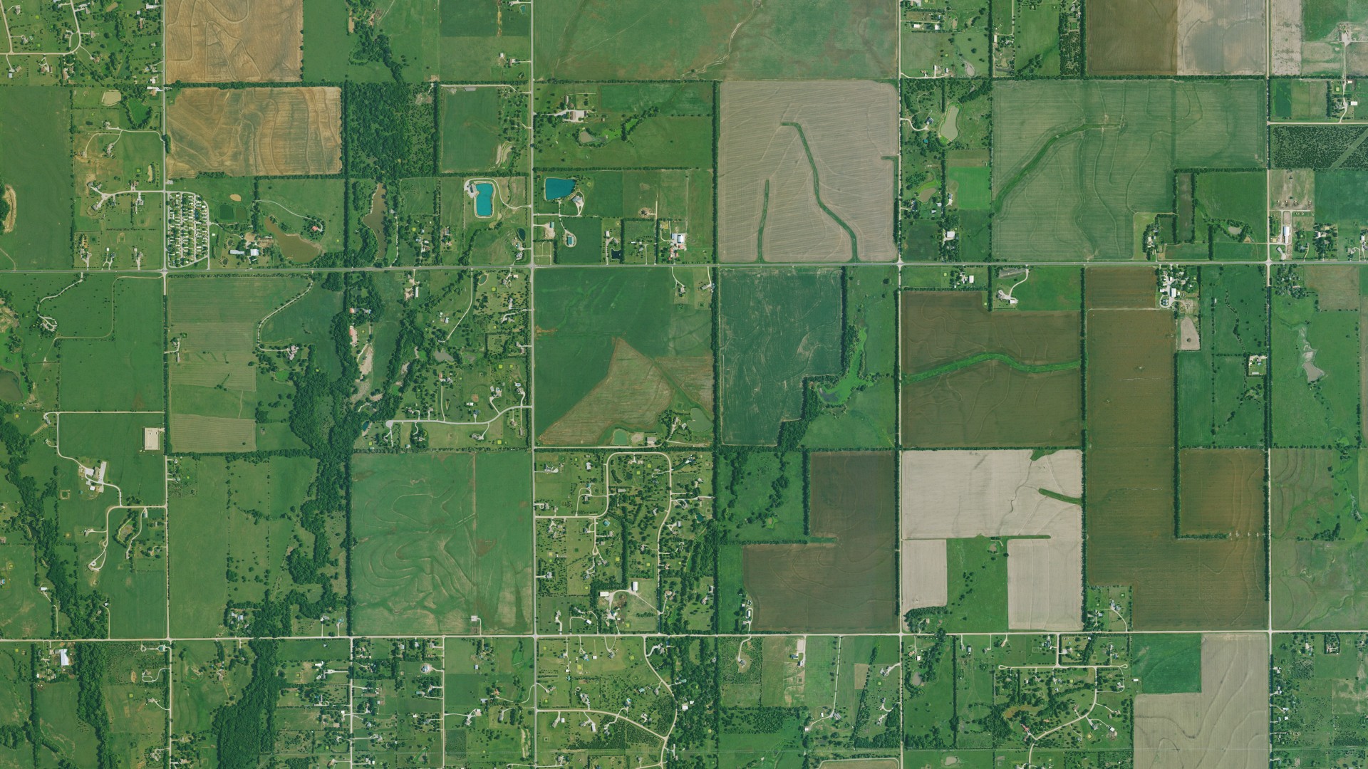 Aerial view of land around Gypsum, Kansas