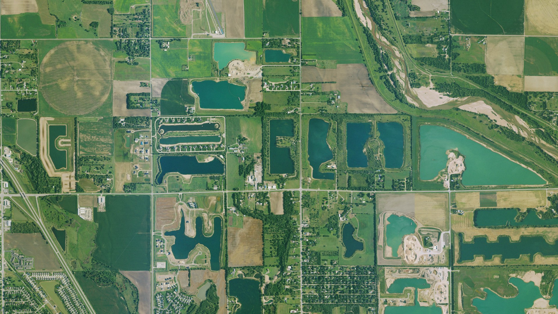 Natural-color aerial photograph of land around Park, Kansas