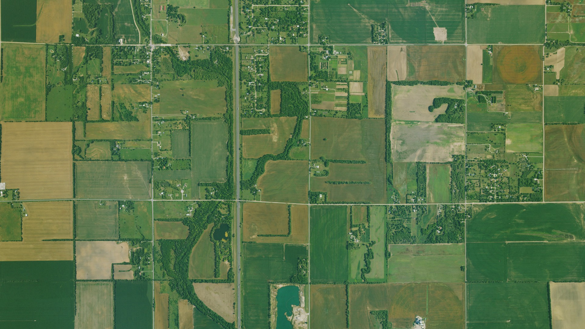 Aerial view of land around Salem, Kansas