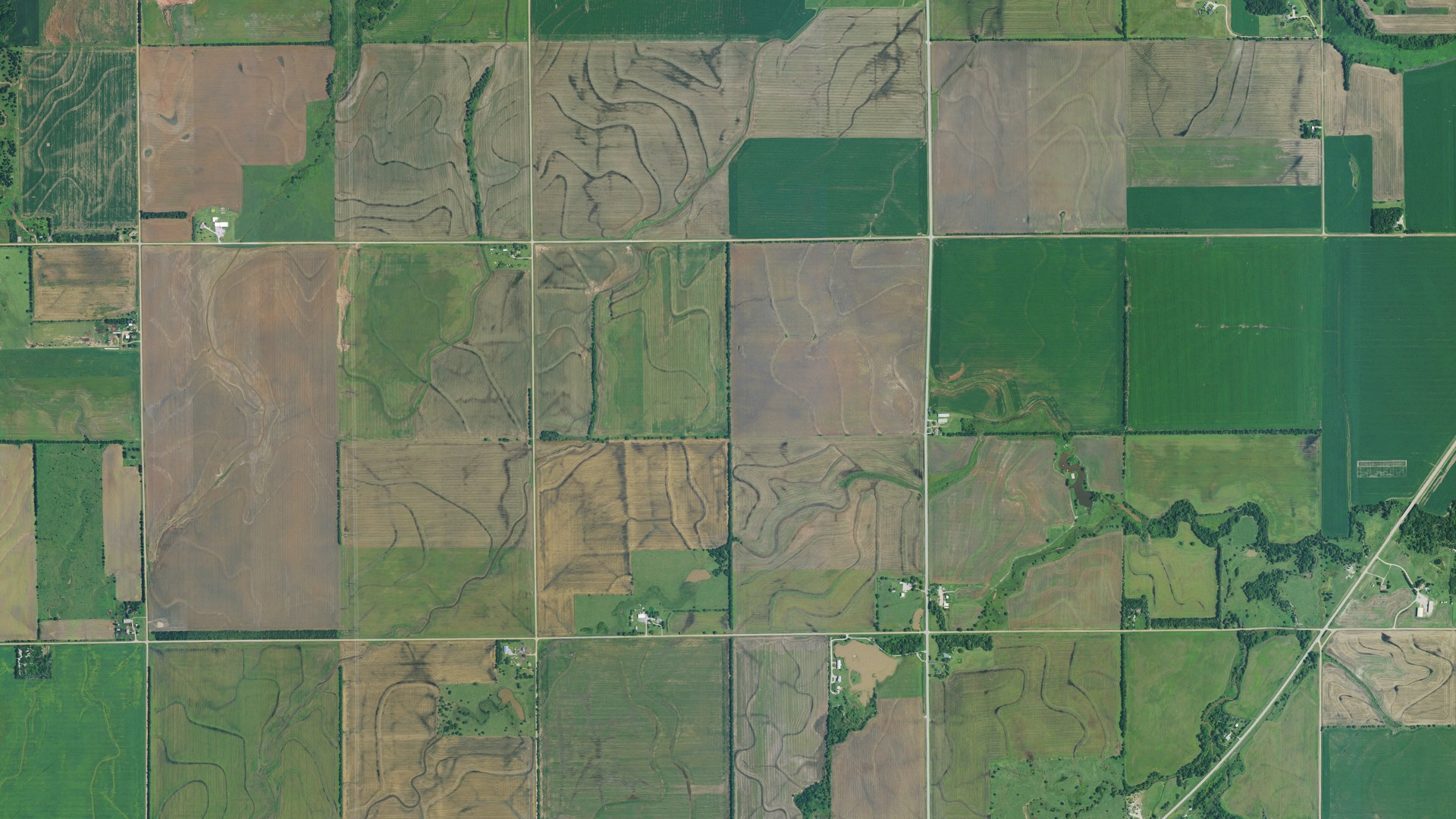Aerial view of land around Viola, Kansas