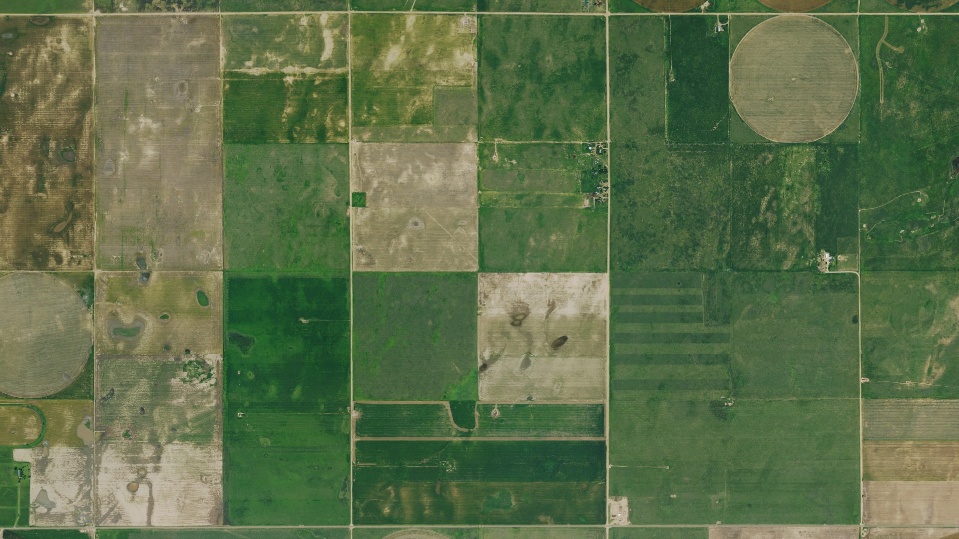 Aerial view of land around Liberal, Kansas