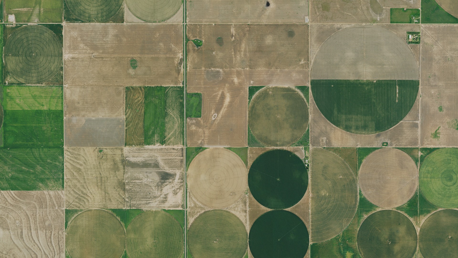Aerial view of land around Seward, Kansas