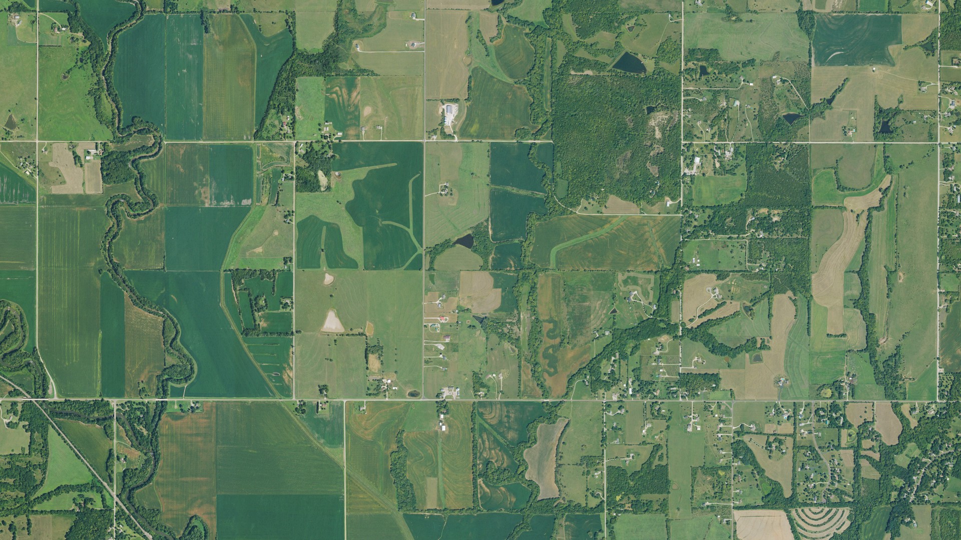 Aerial view of land around Menoken, Kansas