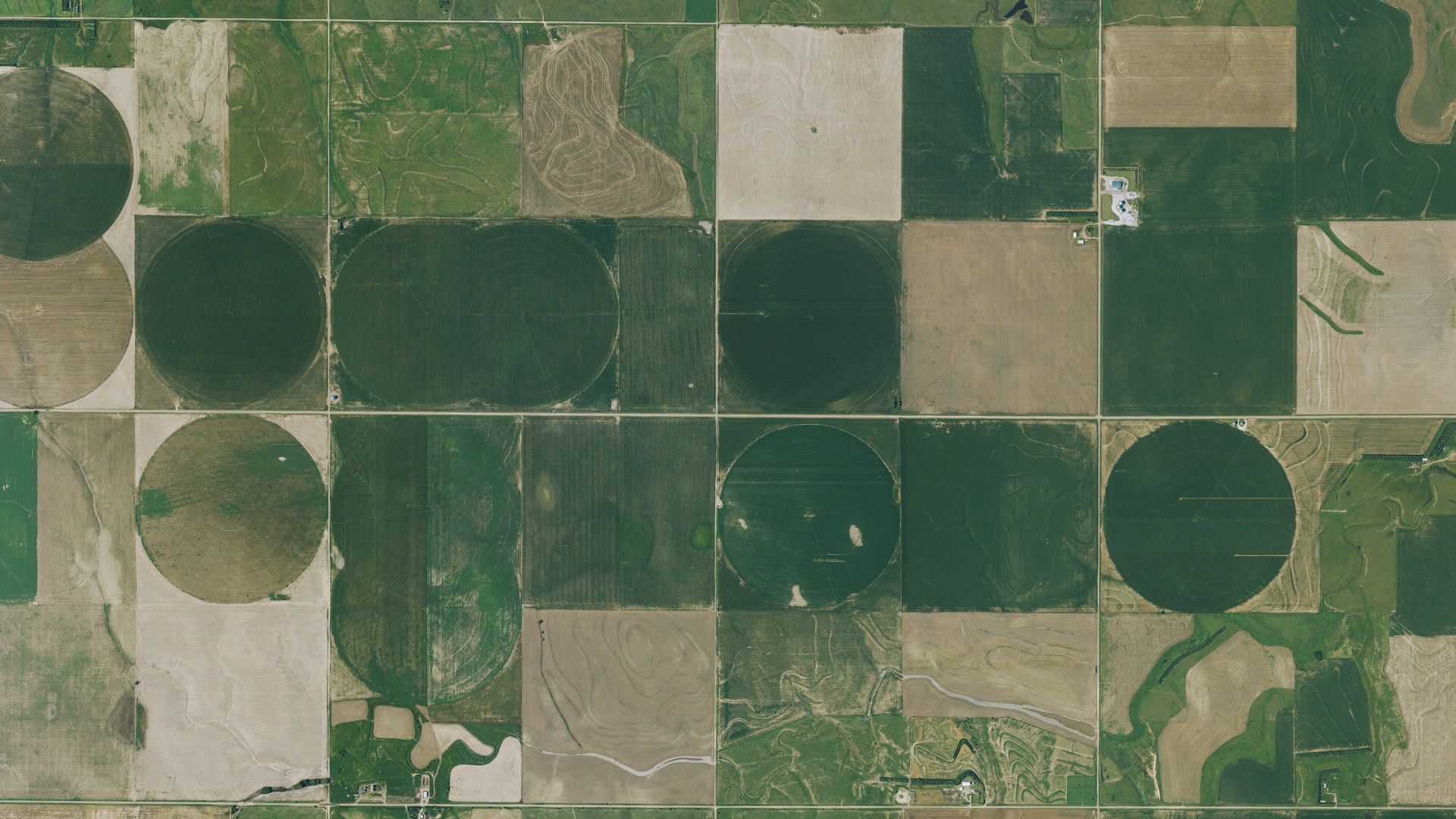Aerial view of land around Bowcreek, Kansas