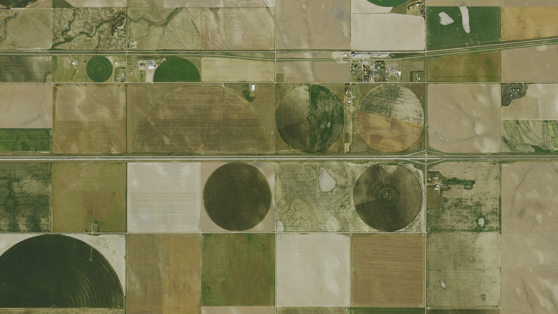 Aerial view of land around Washington, Kansas