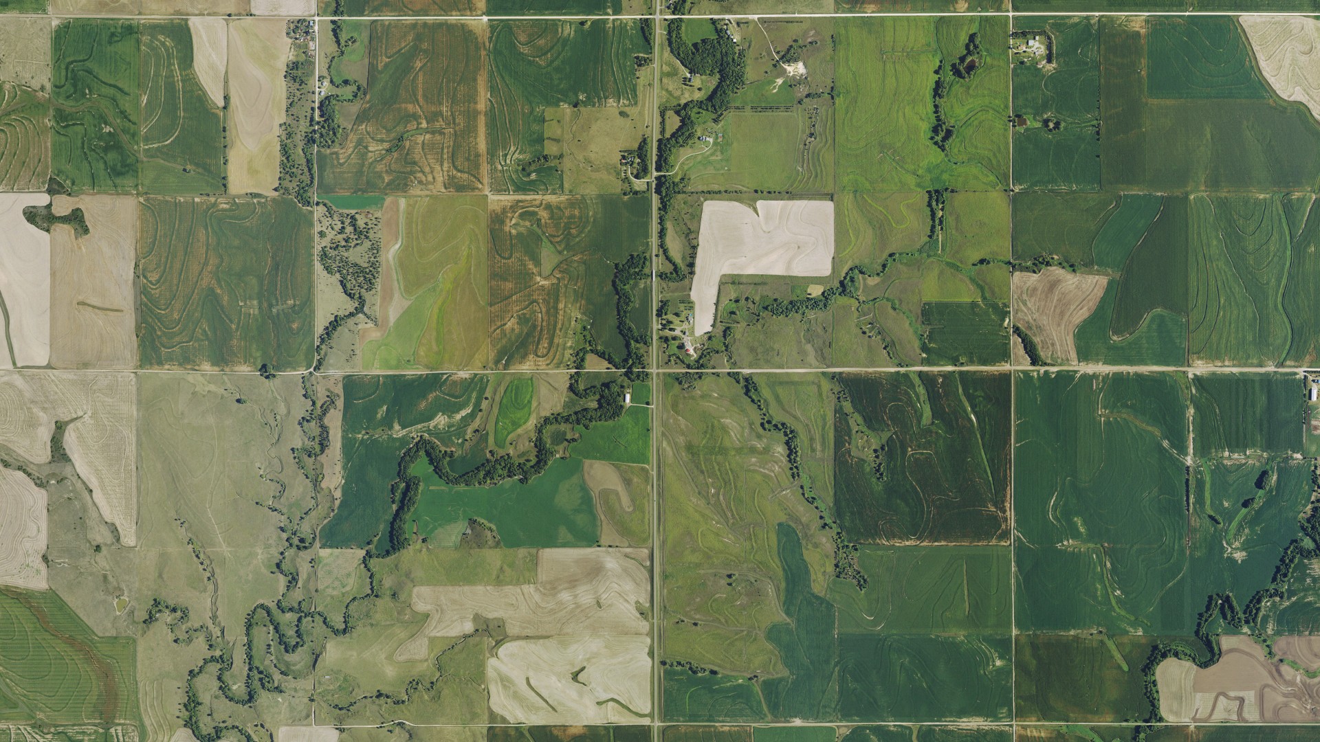 Aerial view of land around Banner, Kansas