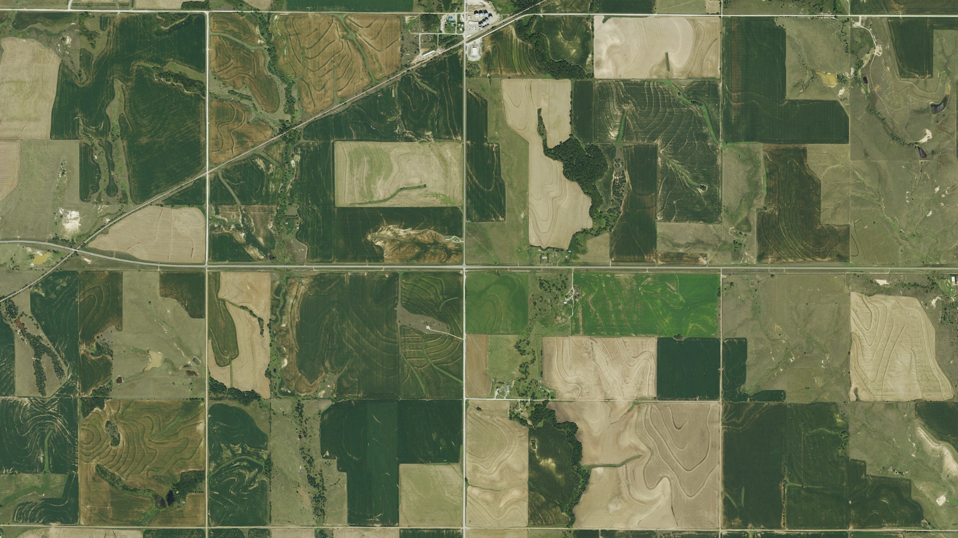 Aerial view of land around Blaine, Kansas