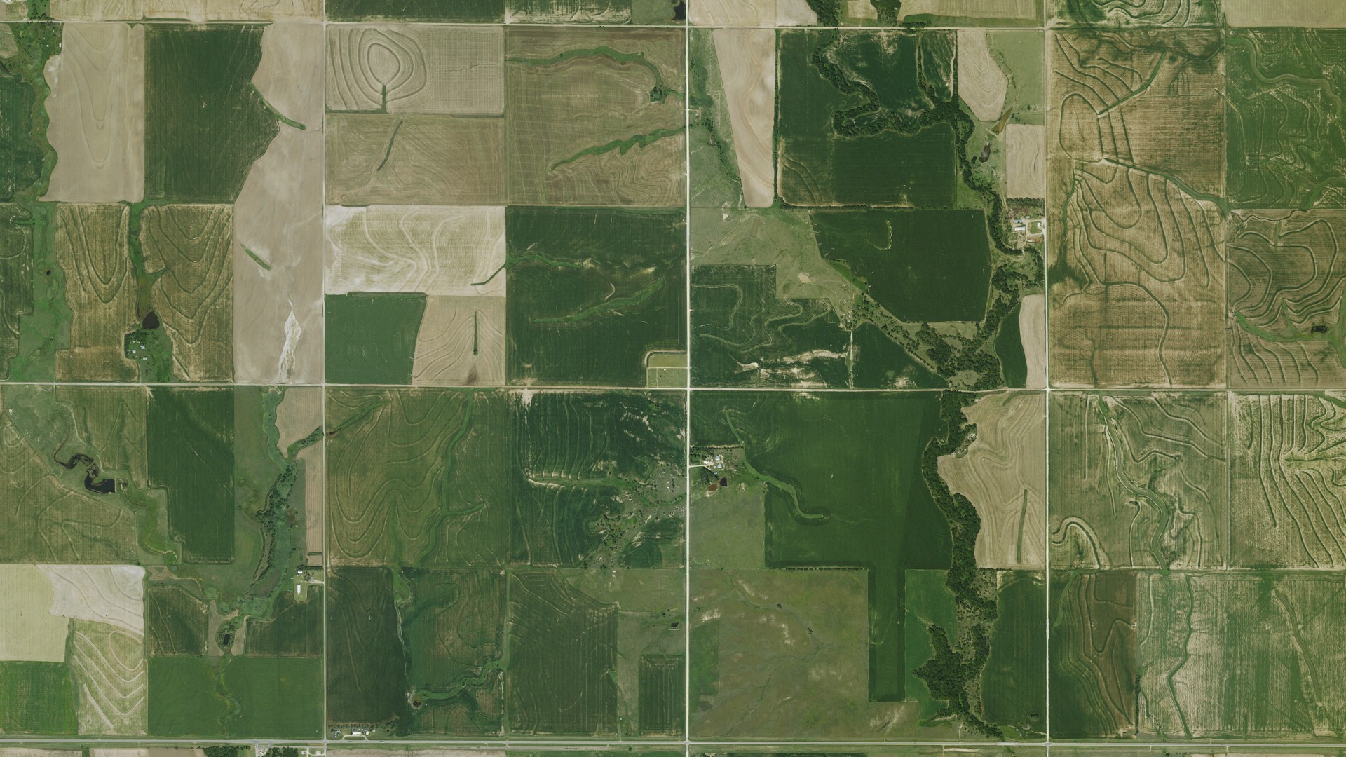 Aerial view of land around Lane, Kansas