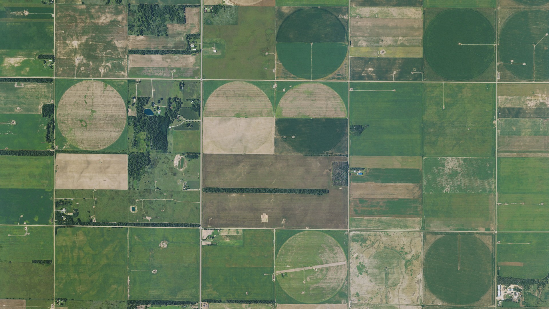 Aerial view of land around North Seward, Kansas