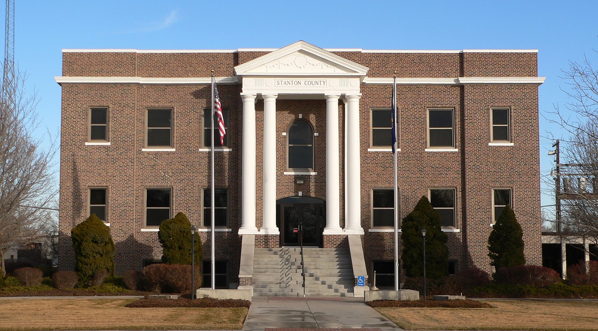 Stanton County Courthouse in Johnson City, Kansas; seen from the west. The building was constructed in 1925.