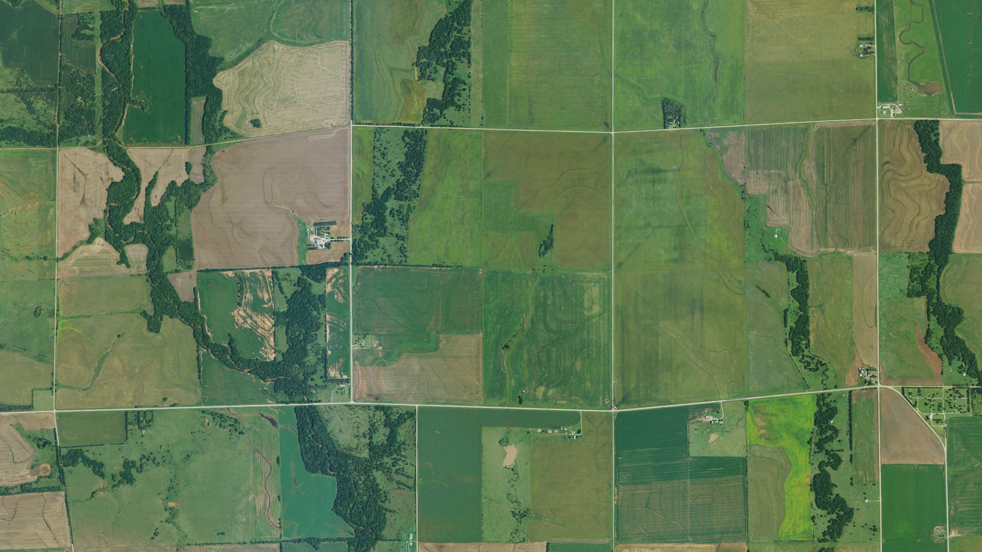Aerial view of land around Caldwell, Kansas
