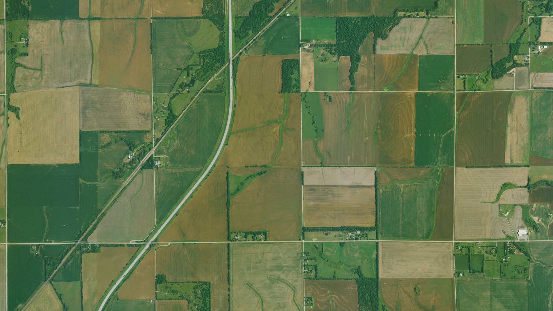 Natural-color aerial photograph of land around Harmon, Kansas