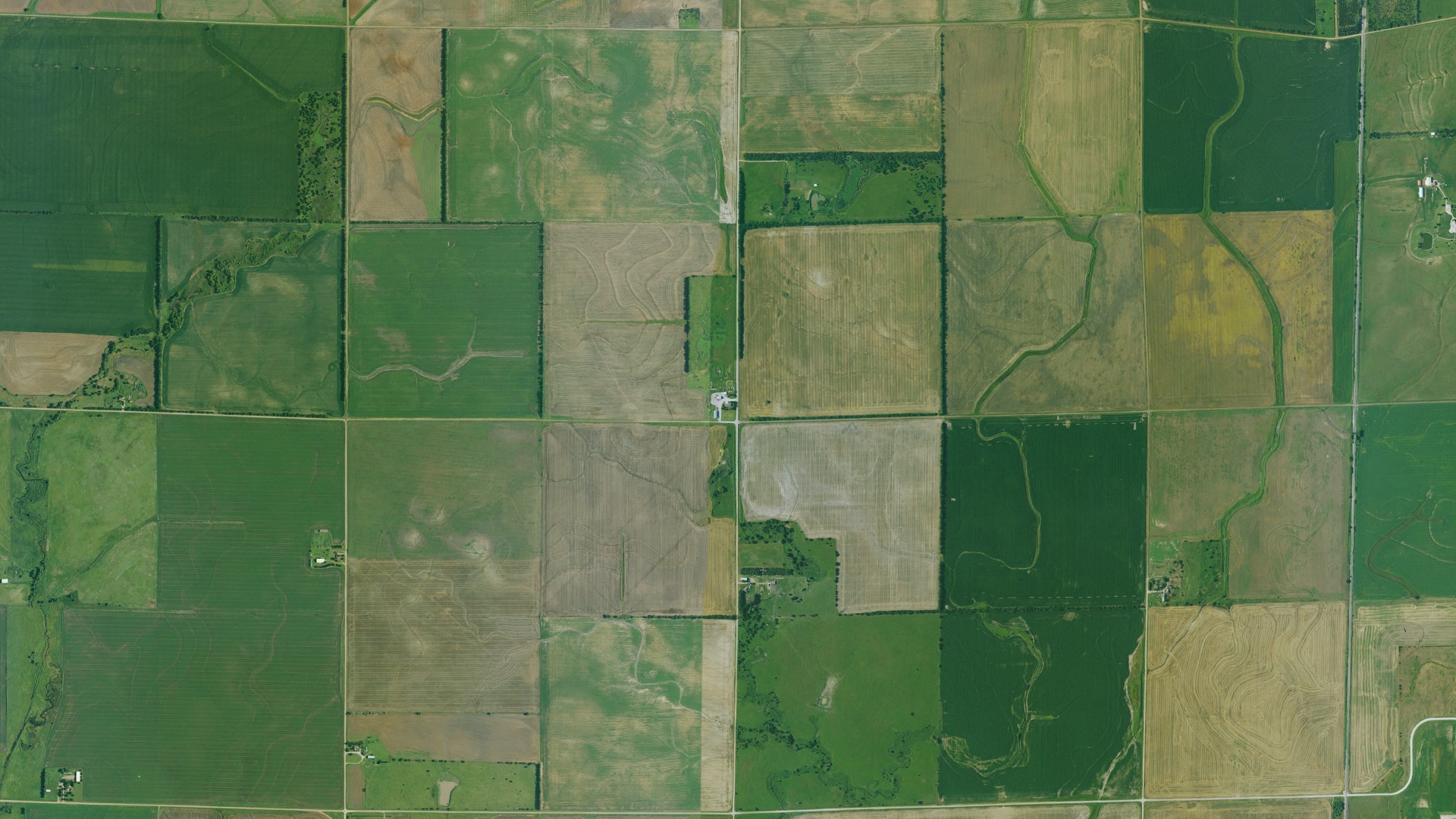 Natural-color aerial photograph of land around Seventy-Six, Kansas