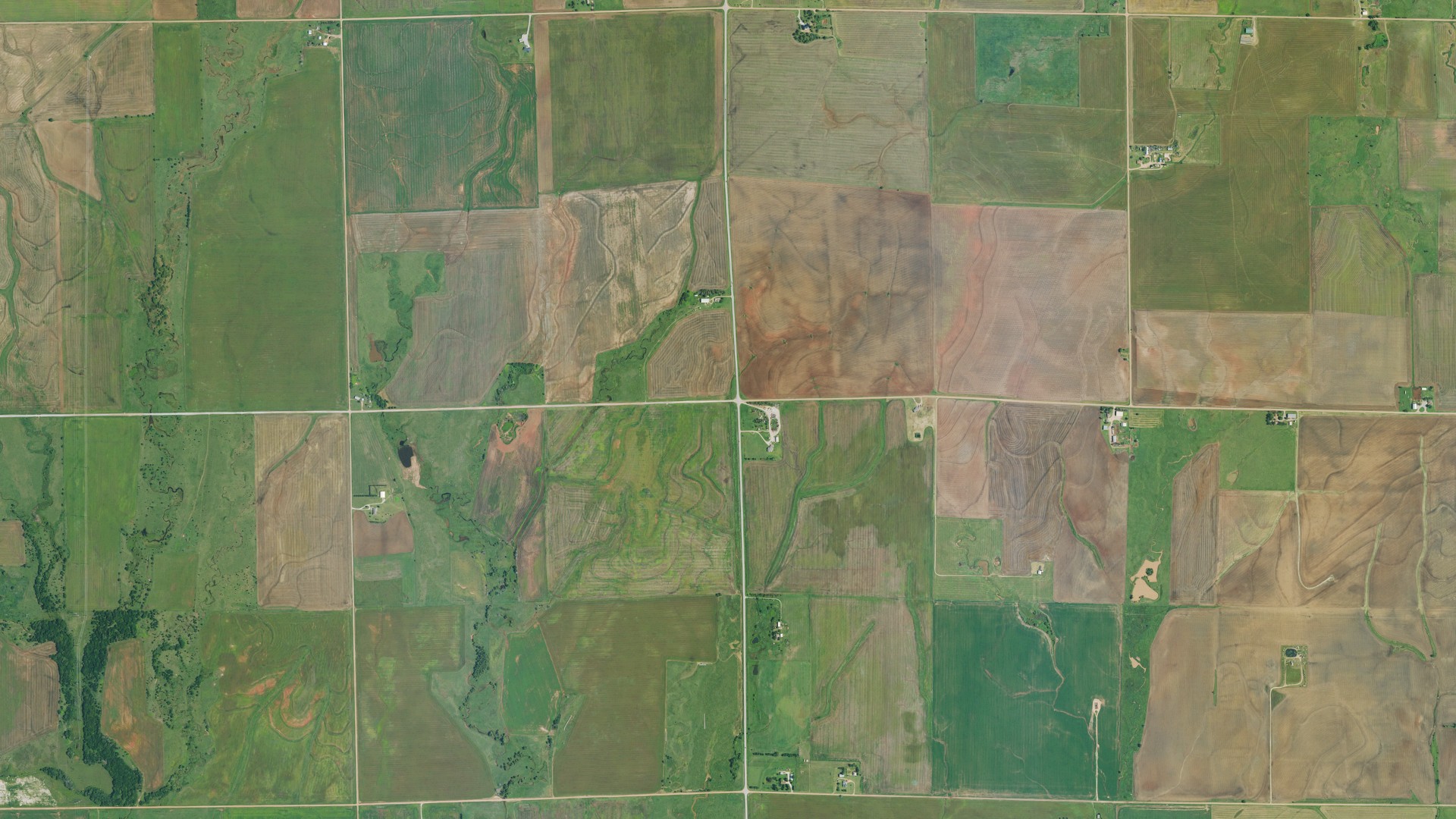 Natural-color aerial photograph of land around Springdale, Kansas