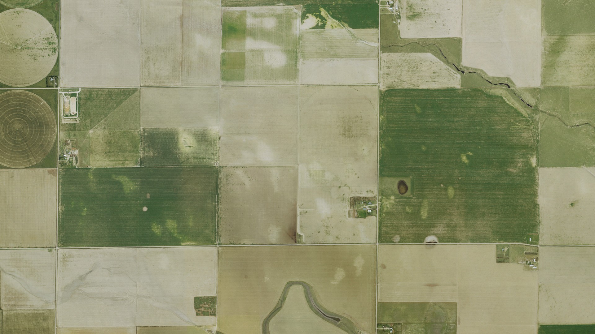 Aerial view of land around Harrison, Kansas