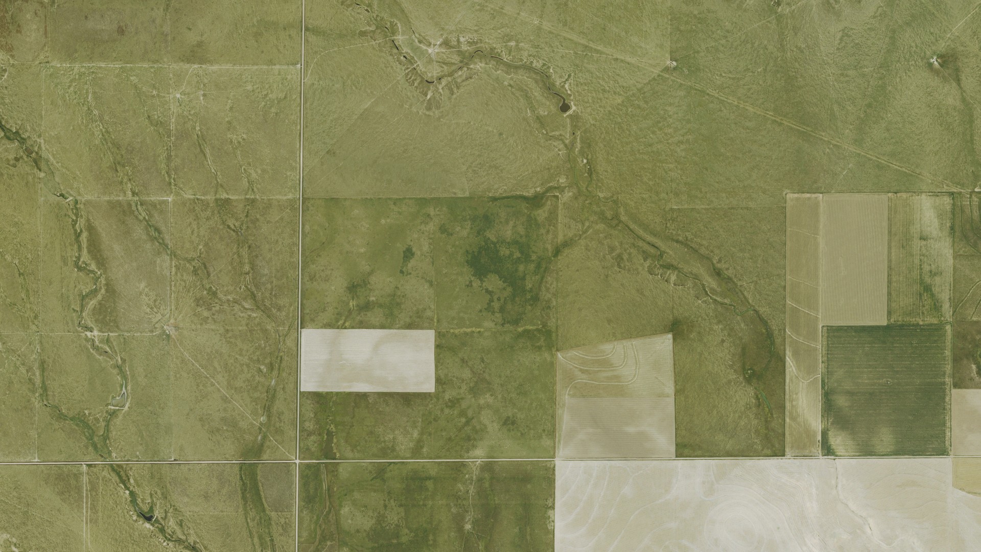 Natural-color aerial photograph of land around Wallace, Kansas