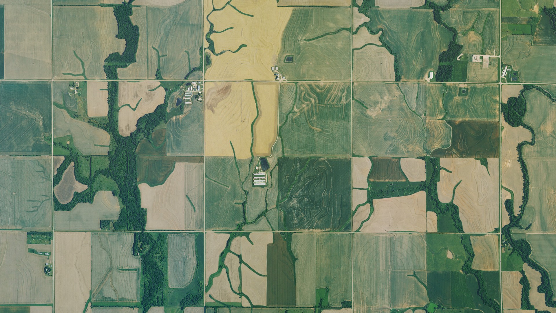 Aerial view of land around Clifton, Kansas