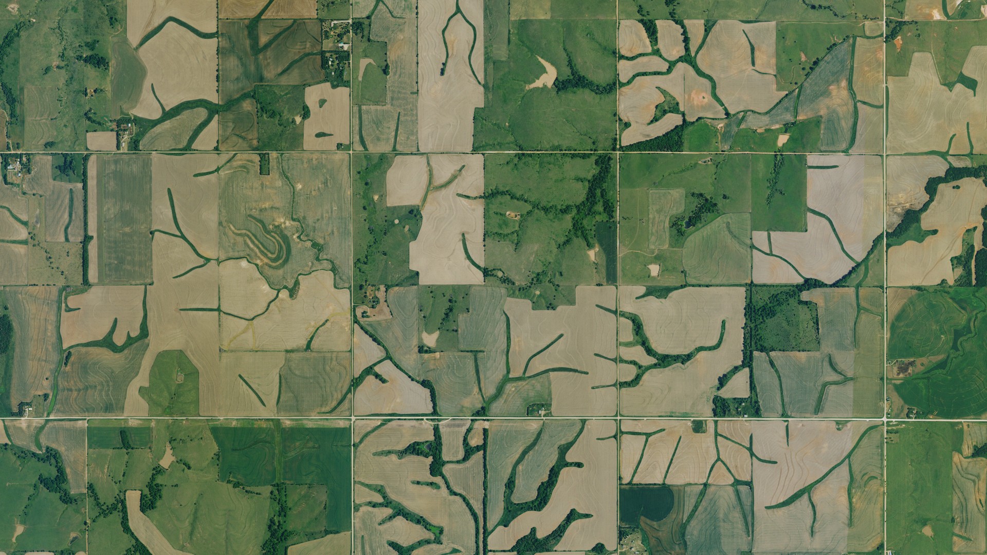 Aerial view of land around Coleman, Kansas