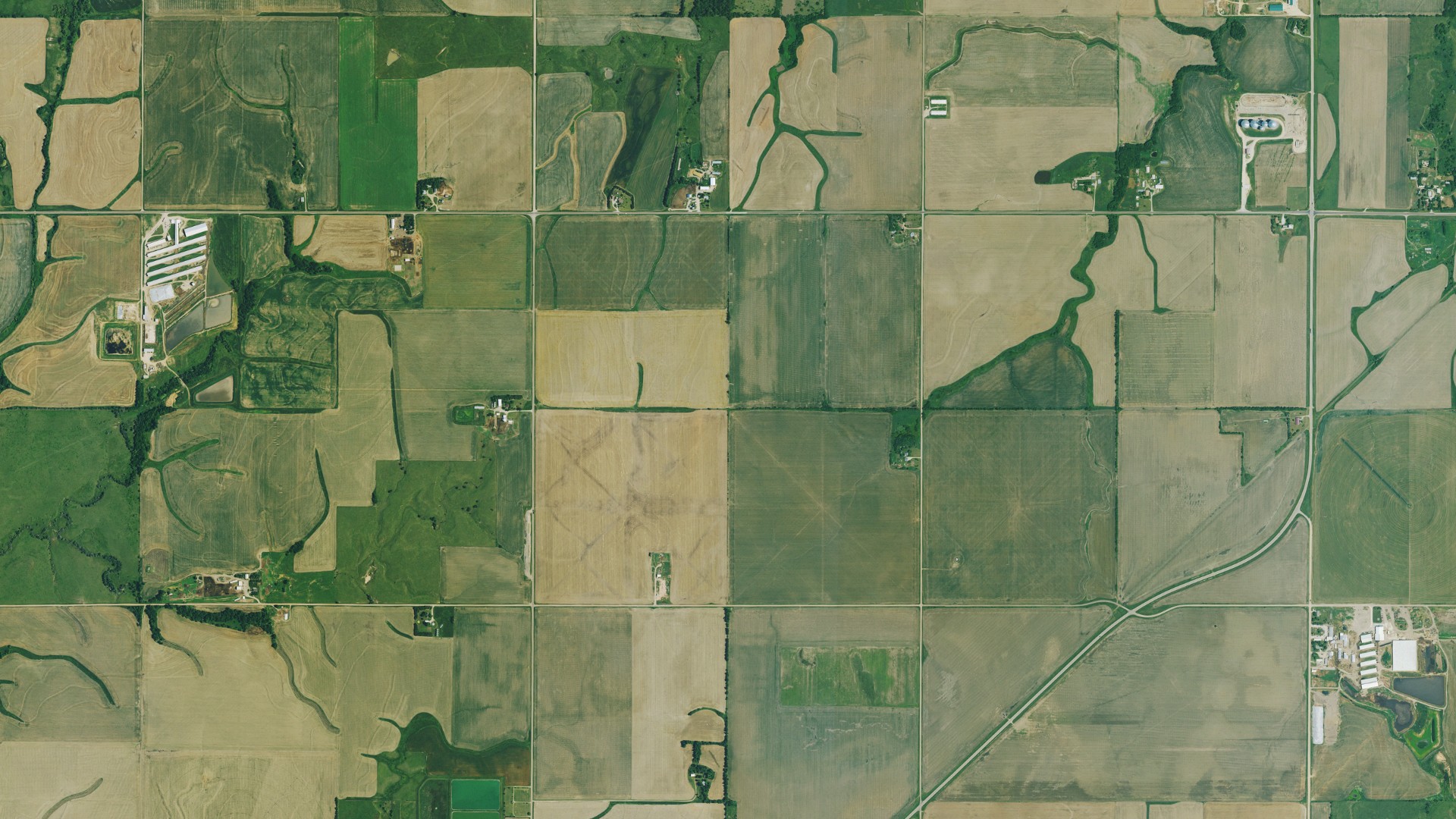 Aerial view of land around Linn, Kansas