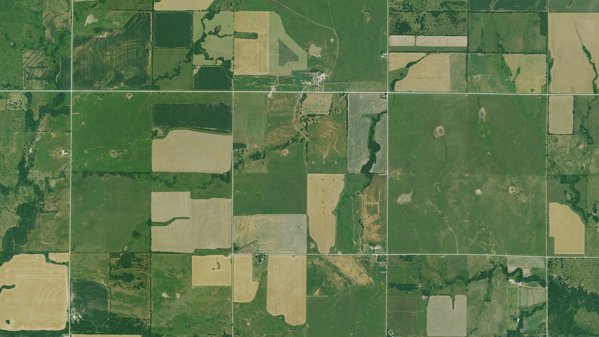 Aerial view of land around Perry, Kansas