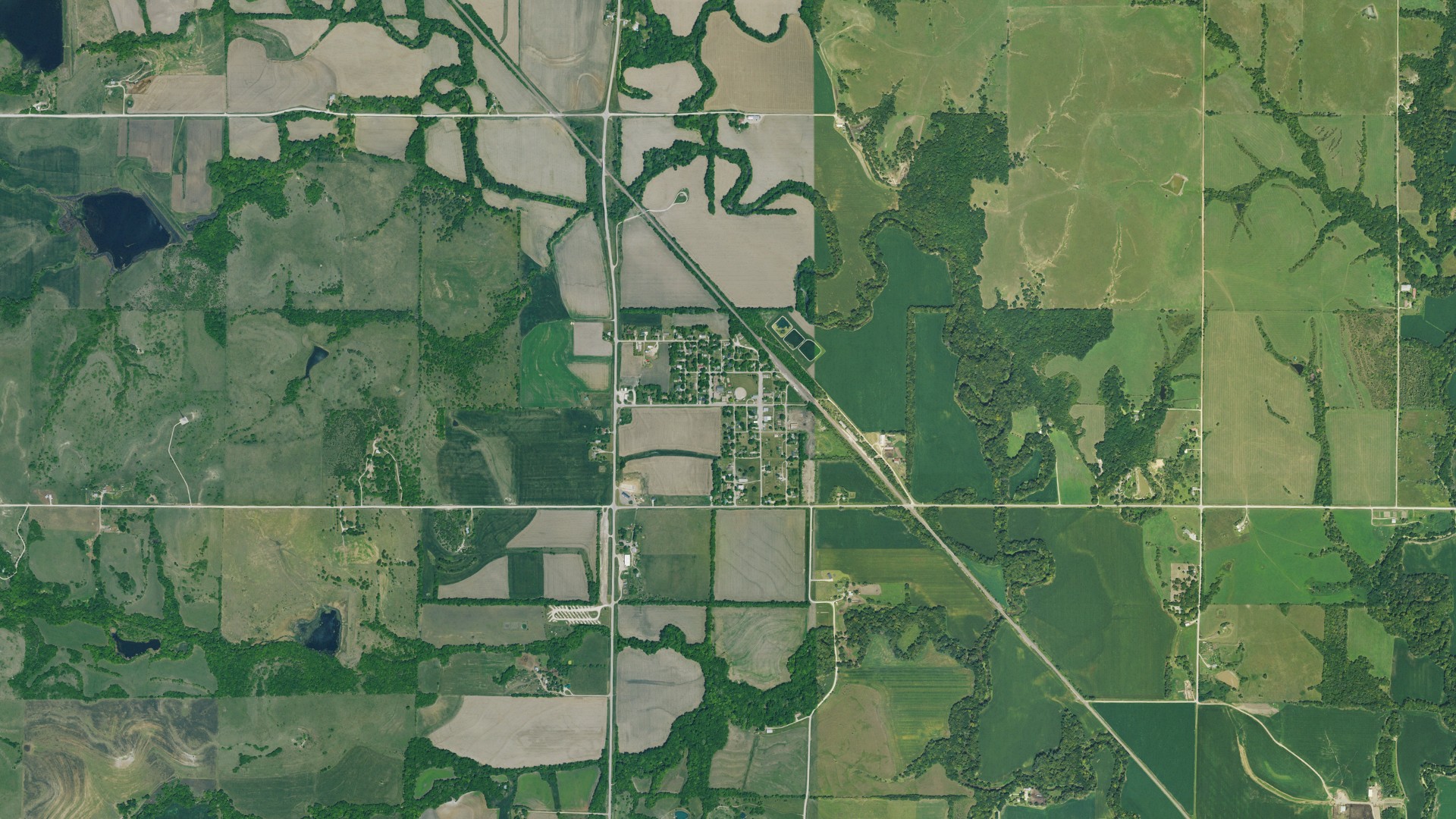 Aerial view of land around Emmett, Kansas
