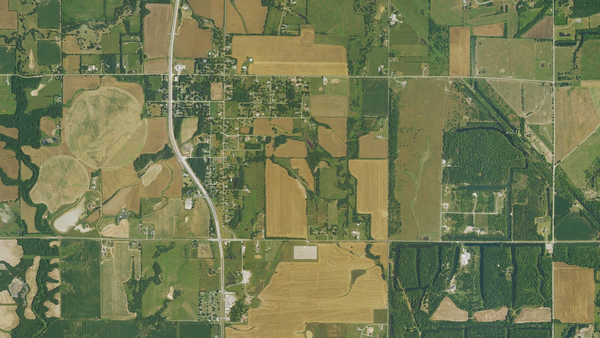 Aerial view of land around Franklin, Kansas