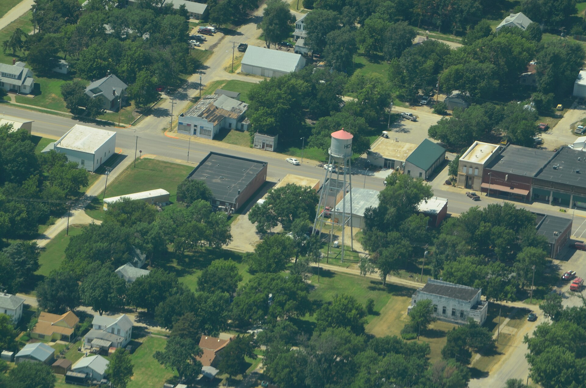 Aerial landscape in Hope, Kansas