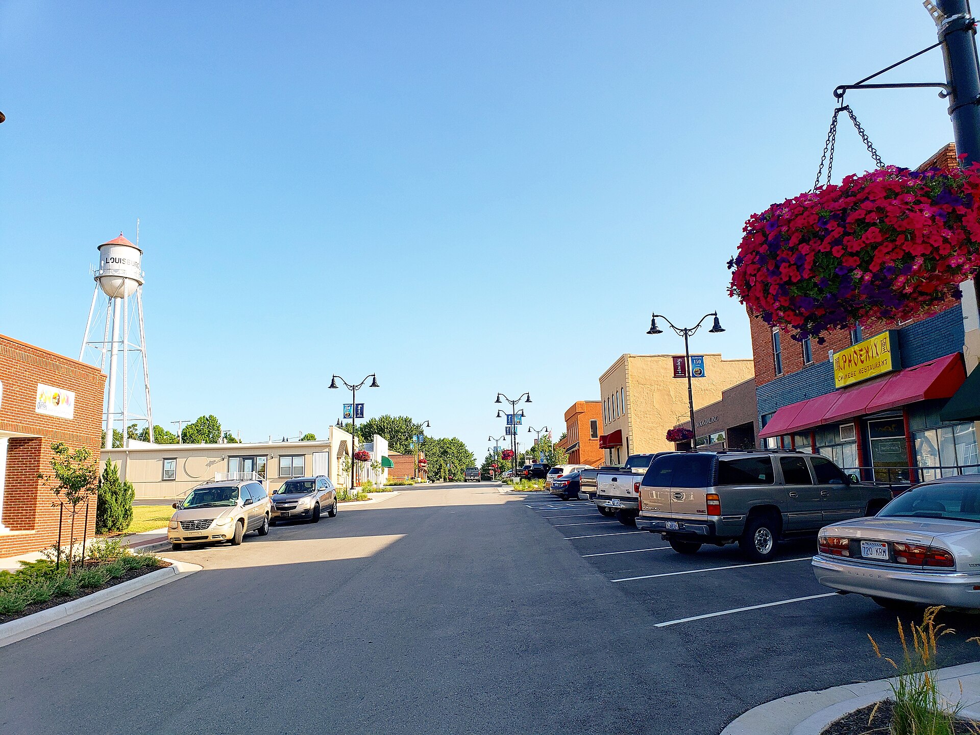 Downtown streets in Louisburg, Kansas