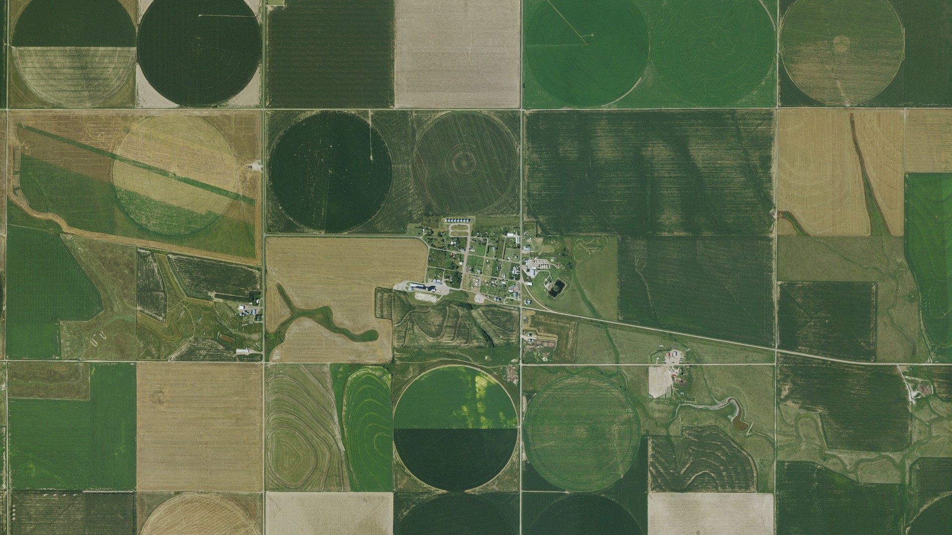 Aerial view of land around Menlo, Kansas