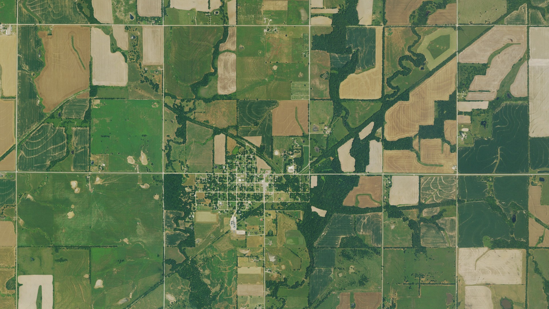 Aerial view of land around Walnut, Kansas