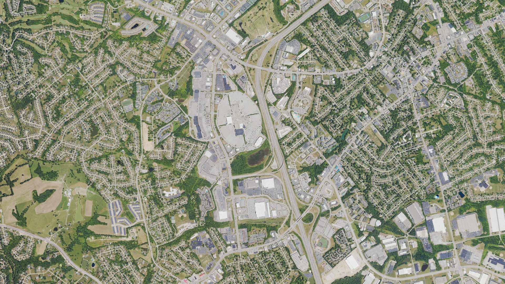 Natural-color aerial photograph of land around Florence, Kentucky
