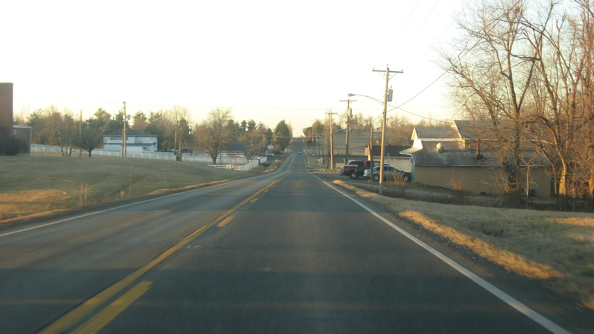 Looking southward on Adams Avenue (U.S. Route 431) north of the Hiland Avenue intersection in Island, Kentucky, United States.