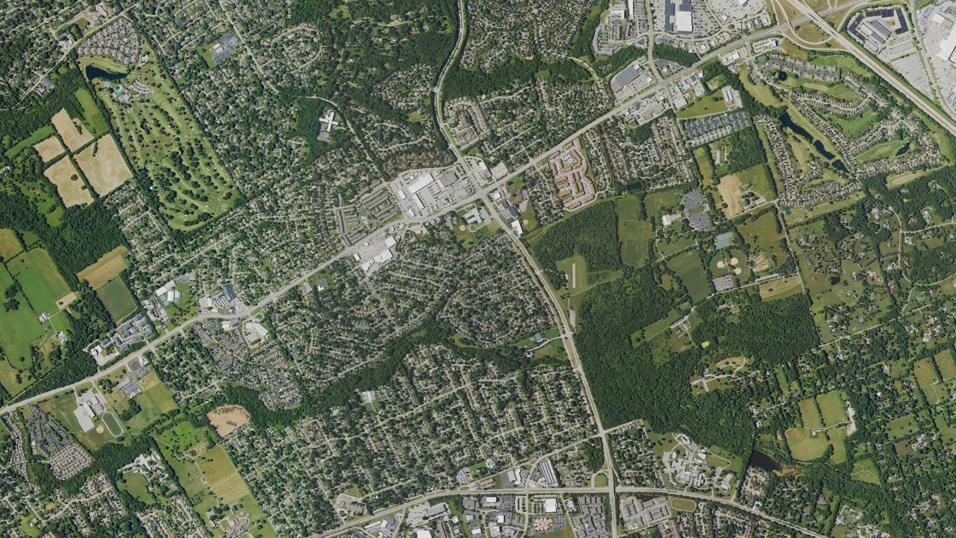 Natural-color aerial photograph of land around Meadow Vale, Kentucky