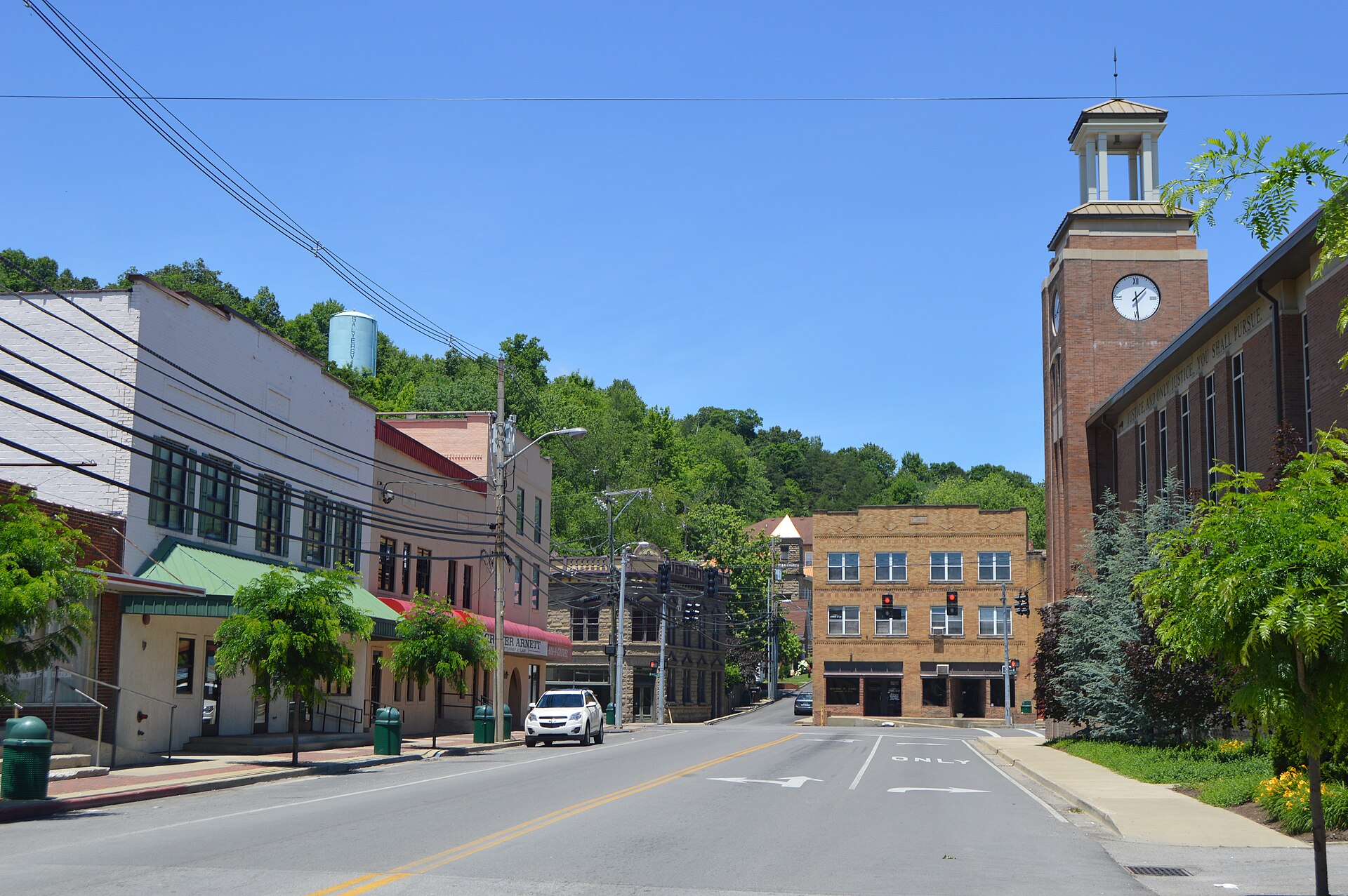 Looking northward toward the junction of Church and Maple Streets (U.S. — Salyersville, Kentucky