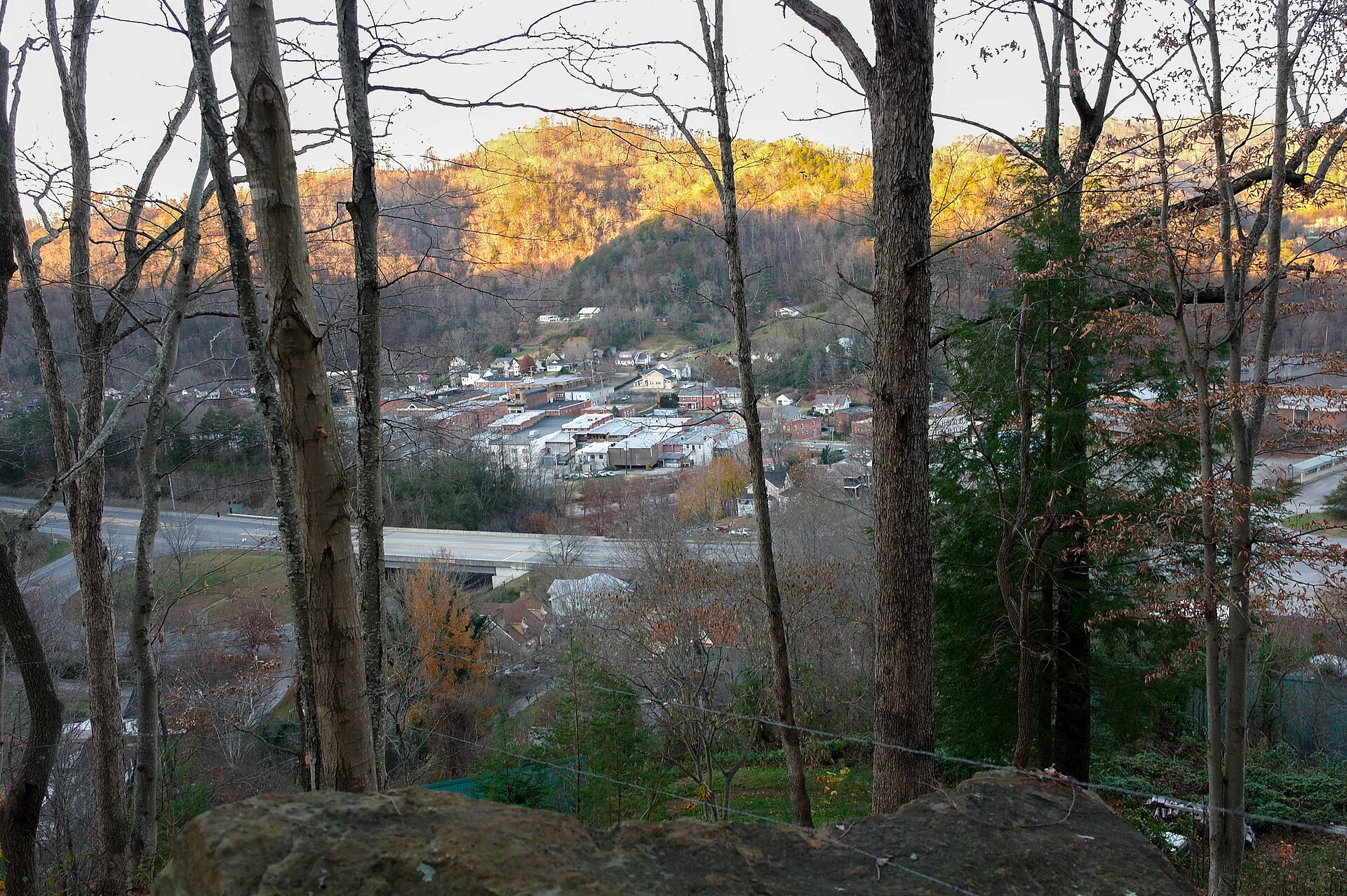Downtown Whitesburg, Kentucky, USA as viewed from the Town Hill Trail.