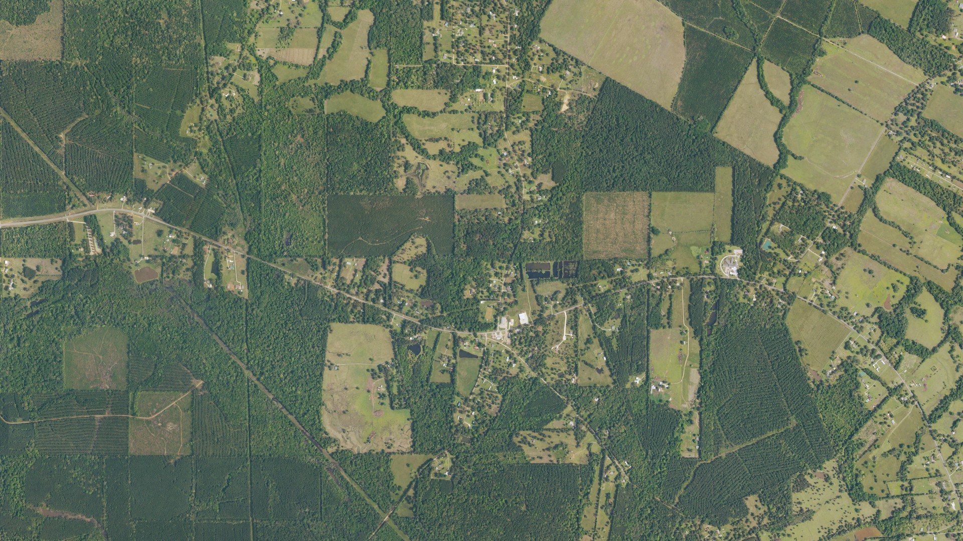 Natural-color aerial photograph of land around Center Point, Louisiana