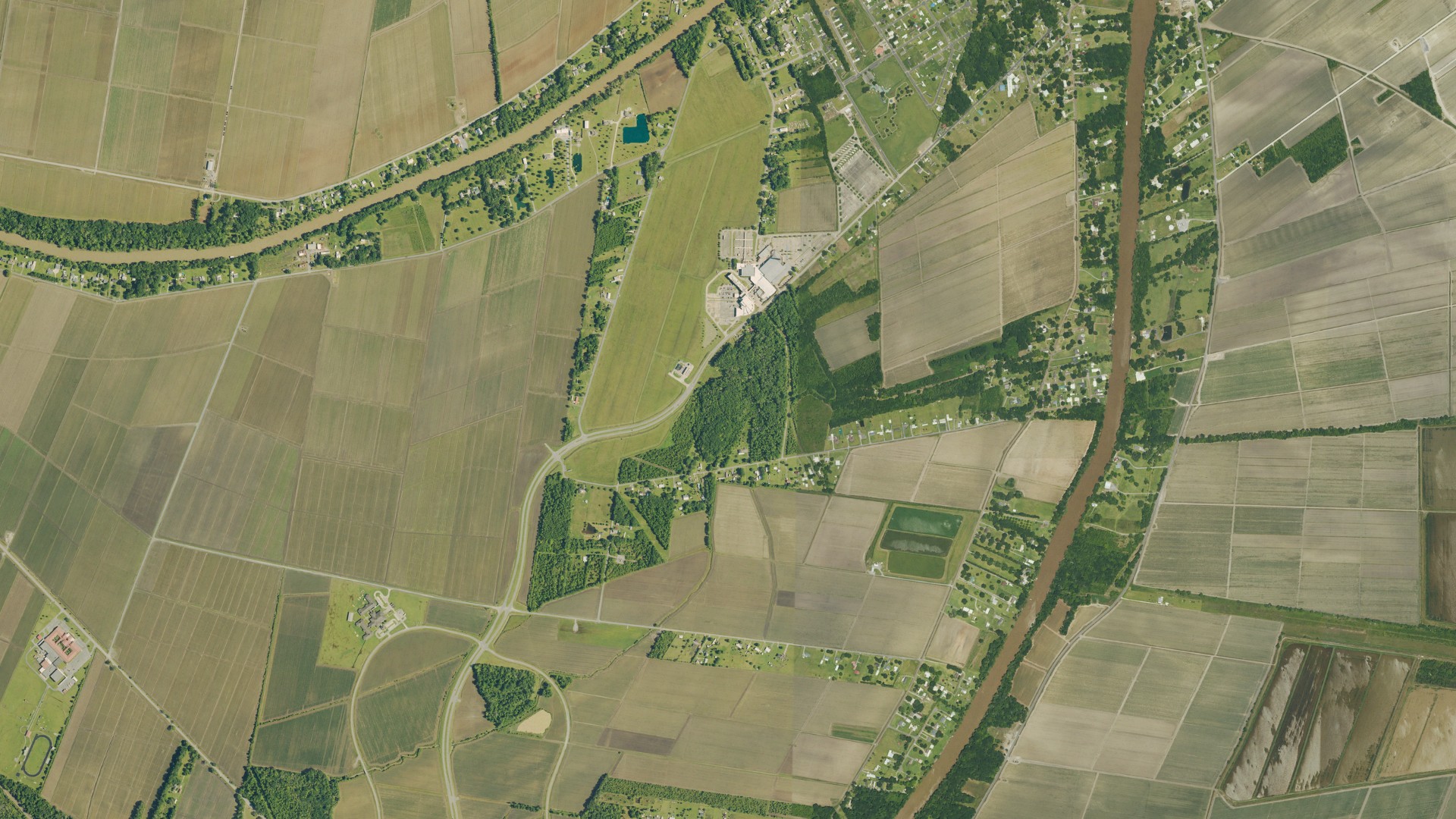 Natural-color aerial photograph of land around Charenton, Louisiana