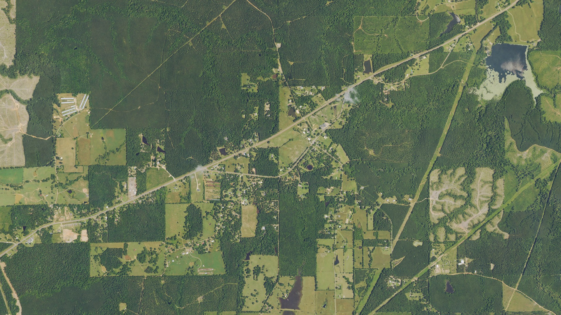 Natural-color aerial photograph of land around Fort Jesup, Louisiana