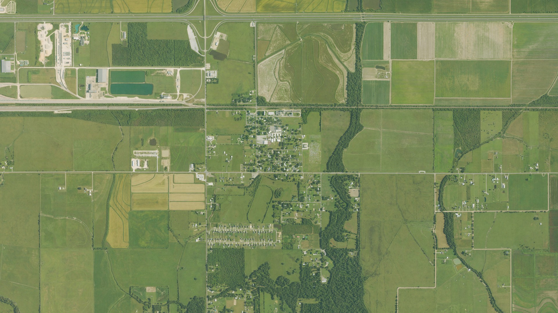 Natural-color aerial photograph of land around Lacassine, Louisiana