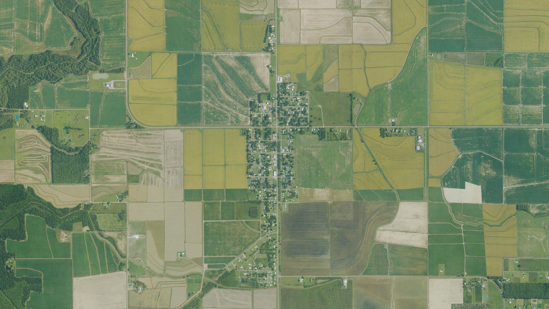Natural-color aerial photograph of land around Morse, Louisiana