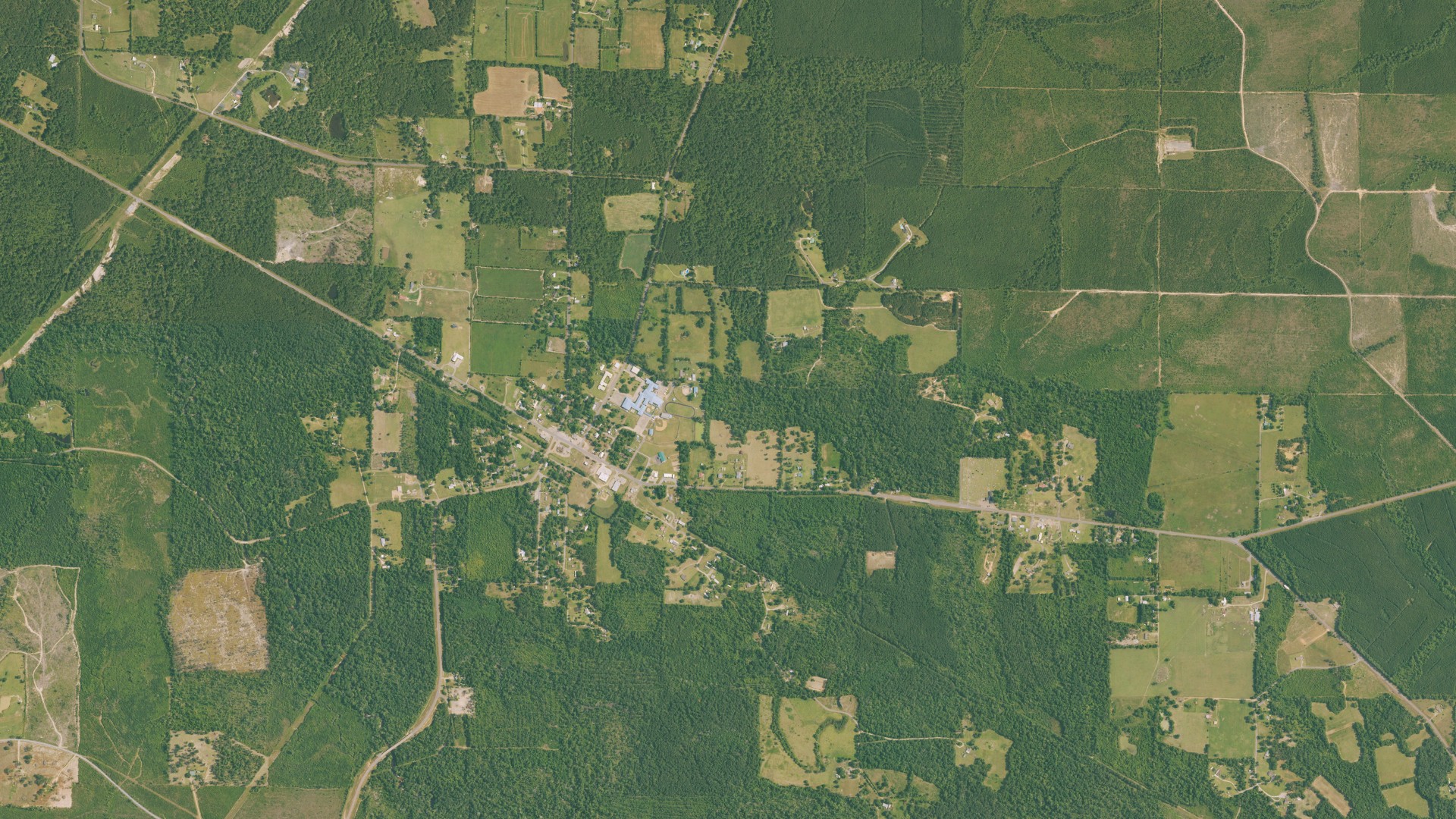 Natural-color aerial photograph of land around Pitkin, Louisiana