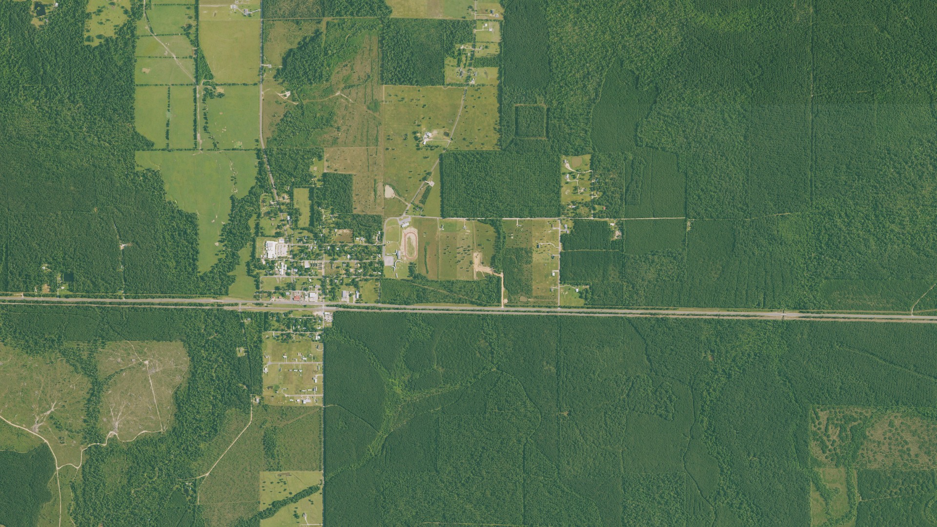 Natural-color aerial photograph of land around Reeves, Louisiana